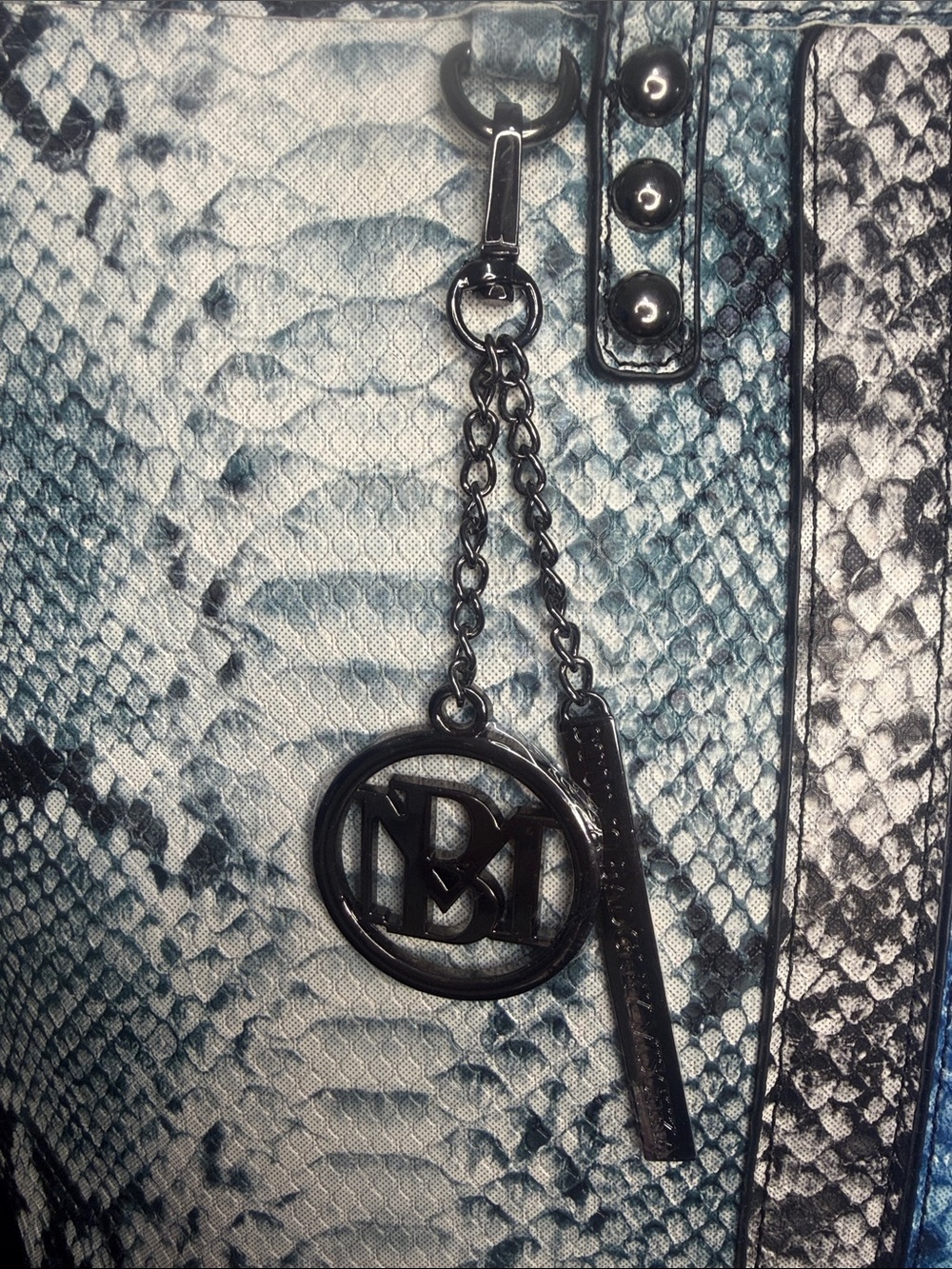 Python-Texture Tote with Multicolor Stripe Accents - Picture 2 of 10